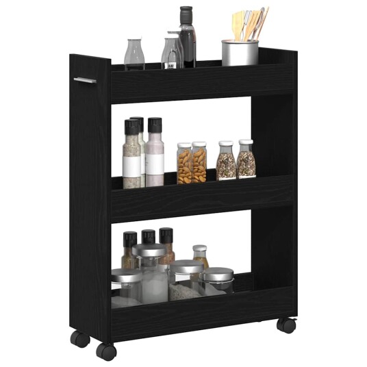  Rulleskap Svart Eik 60x22x79 cm Konstruert Tre