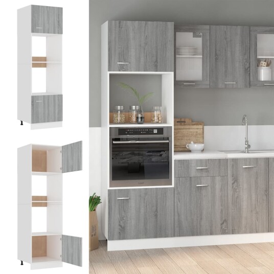  Skap for mikrobølgeovn grå sonoma 60x57x207 cm konstruert tre 8720286977255
