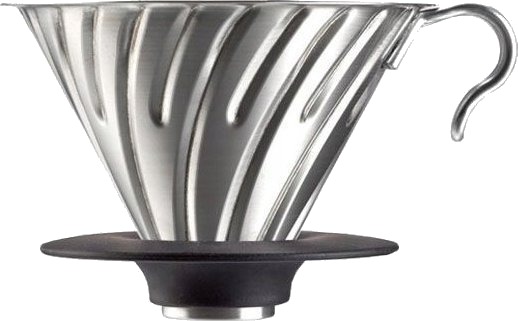 Hario Hario Metall Drip V60 02 Stål Med Silikonbase Hario Hario Metall Drip V60 02 Stål Med Silikonbase