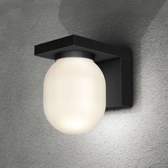 Lucande utendørs vegglampe Ovaali glass mørkegrå IP65