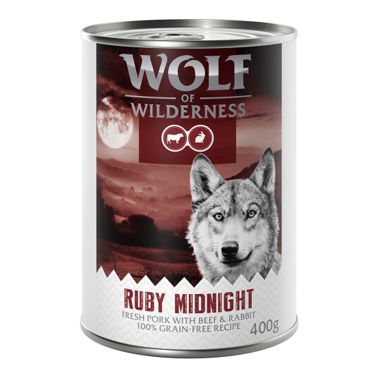 Wolf Of Wilderness Adult "Red Meat" 6 X 400 G Ruby Midnight: Gris Storfe & Kanin