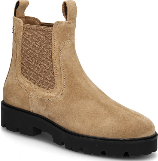 Tommy Hilfiger Th Monogram Suede Chelsea Boot Beige 37 Tommy Hilfiger Th Monogram Suede Chelsea Boot Beige 37