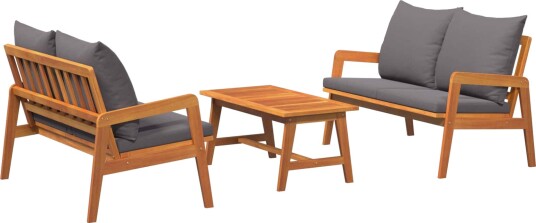 vidaXL Bistrosett 3 stk. Brun Solid akasietre