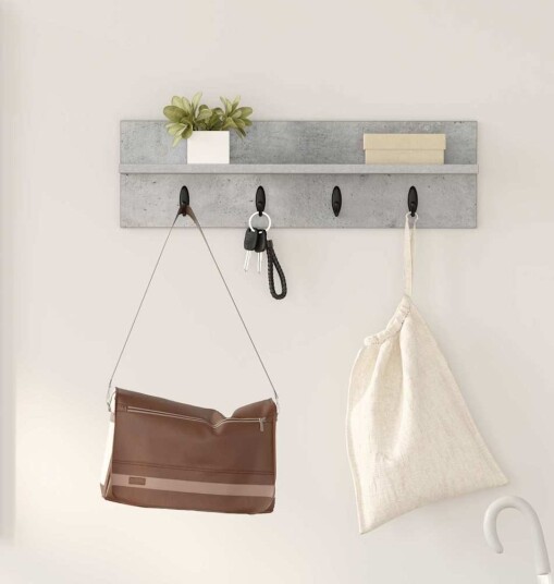  Vegghengt kleshenger Betonggrå 60 x 10.5 x 18 cm Konstruert tre