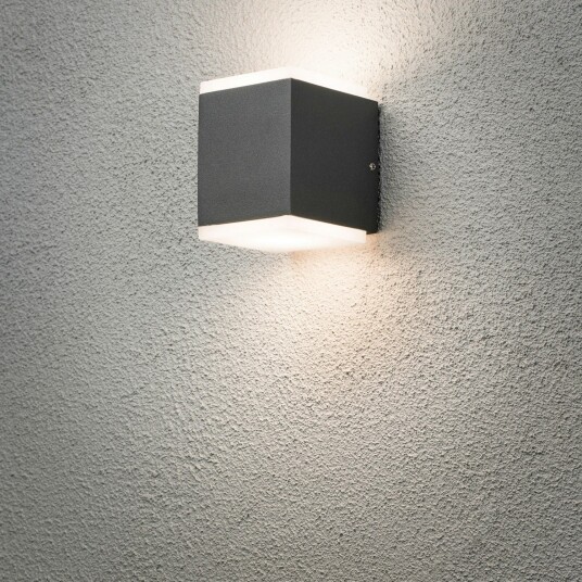Konstsmide Monza Kube LED Vegglampe 2x6W Antracit - 7702995 Konstsmide Monza Kube LED Vegglampe 2x6W Antracit - 7702995
