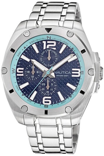 Nautica Herreklokke NAPTCS225 Tin Blå/Stål Ø44 mm