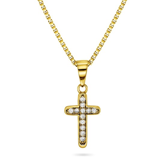 Pan Jewelry Smykke i forgylt 925 sølv med kors og zirkonia Pan Jewelry Smykke i forgylt 925 sølv med kors og zirkonia