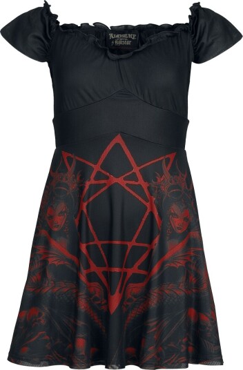 Alchemy by Killstar Goth Kort kjole Atargatis Mini Dress XS til 4XL Damer svart rød Alchemy by Killstar Goth Kort kjole Atargatis Mini Dress XS til 4XL Damer svart rød