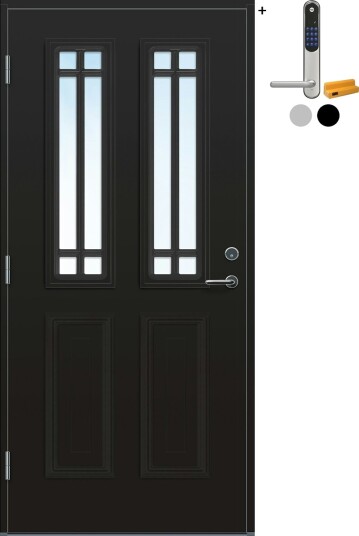Ytterdør Bygg1 Mandal Klarglass med Yale Entrus BxH: 100x200 Venstre, NCS S-9000-N, Svart, Yale Sølv