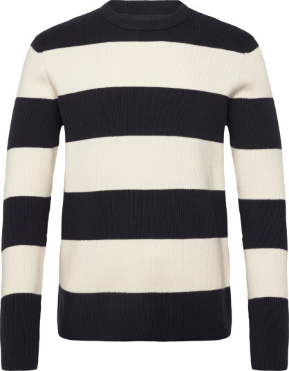 Lindbergh Rib Knitted Block Stripe O Neck Kni Black M