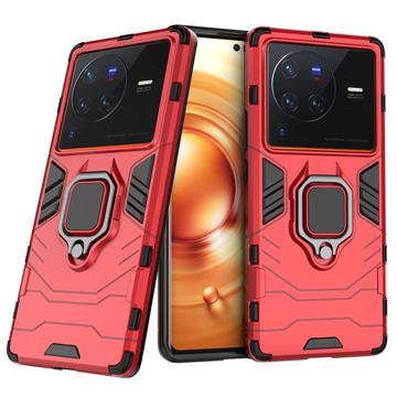 Vivo X80 Pro Hybrid-deksel med Ringholder Rød
