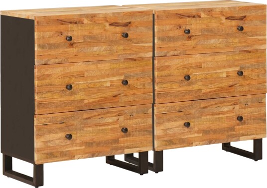 vidaXL Serviesskap 2 pcs Brun 60 x 33 x 75 cm Massiv mango tre