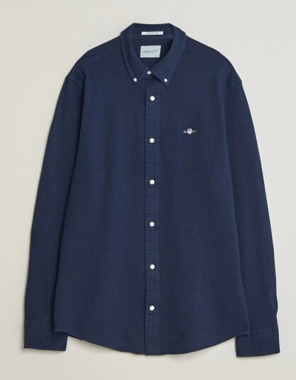 Gant Regular Fit Indigo Jersey Pique Shirt Dark Blue