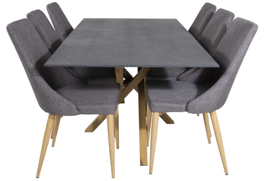 Venture Design Piazza & Leone spisegruppe Grå/grå 6 st stoler & bord 180 x 90 cm
