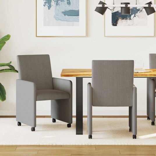 Spisebordsstoler med hjul 2 pcs Lysegrå 57 x 66 x 94 cm Spisebordsstoler med hjul 2 pcs Lysegrå 57 x 66 x 94 cm