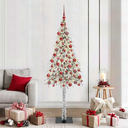  Juletre med 300 LED med stativ Hvit 180 cm PE og stål