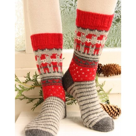 Â Dancing Elves by DROPS Design Sokker Strikkeoppskrift str 32 34 41 43