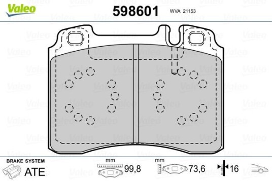 Bremseklosser VALEO 598601