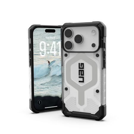 UAG Pathfinder Clear MagSafe Etui til iPhone 17 Pro - Gjennomsiktig Sølv