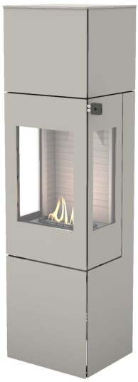 Nexo 160 nikkel frittstående biopeis med sideglass og ståldør Nexo 160 nikkel frittstående biopeis med sideglass og ståldør