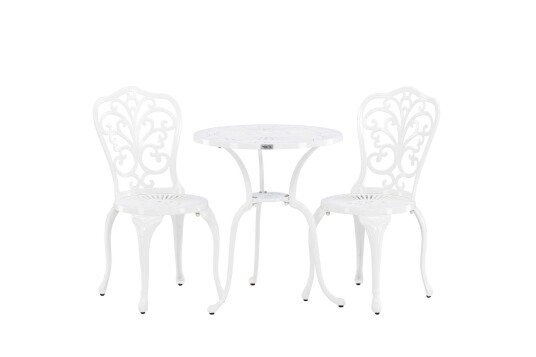 Venture Design Nandin kafésett Hvit 2 stoler og bord Hvit Venture Design Nandin kafésett Hvit 2 stoler og bord Hvit