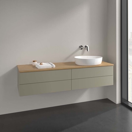 Villeroy & Boch  Antao Servantskap med 4 skuffer 160x50x36 cm m/lys Steingrå/Eik