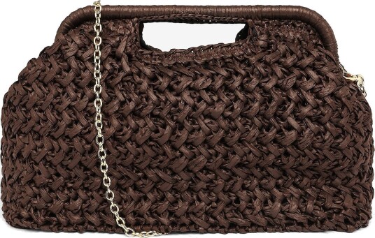 Gina Tricot Straw Handbag Brown ONE SIZE