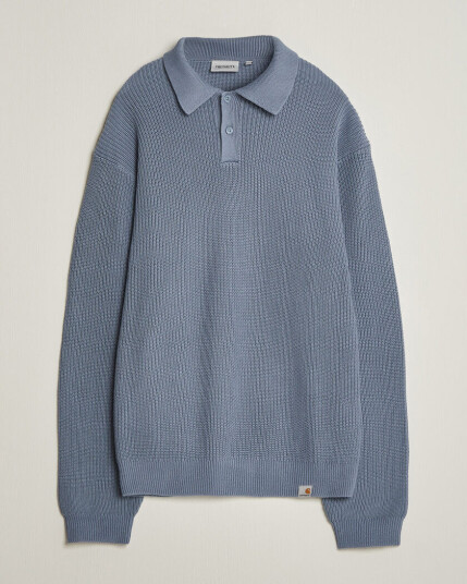 Carhartt WIP Miles Knitted Cotton Polo Shad Blue Carhartt WIP Miles Knitted Cotton Polo Shad Blue