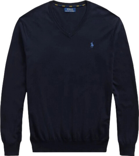 Polo Ralph Lauren Slim Fit Cotton V-Neck Sweater - Black - L