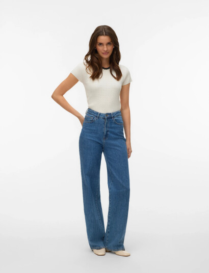 Vero Moda Vmsilje C/S O Neck Pointelle Pull Noos Cream S Vero Moda Vmsilje C/S O Neck Pointelle Pull Noos Cream S