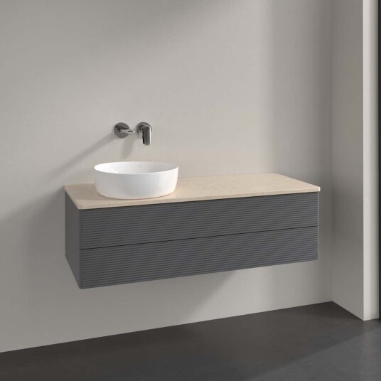 Villeroy & Boch Antao Servantskap med 2 skuffer 120x50x36 cm m/lys Antrasitt/Crème Villeroy & Boch Antao Servantskap med 2 skuffer 120x50x36 cm m/lys Antrasitt/Crème