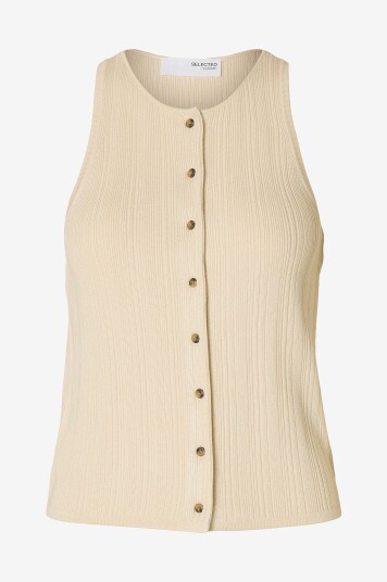 Selected FEMME   Vest slfTrixie SL Knit Button Top   Grå