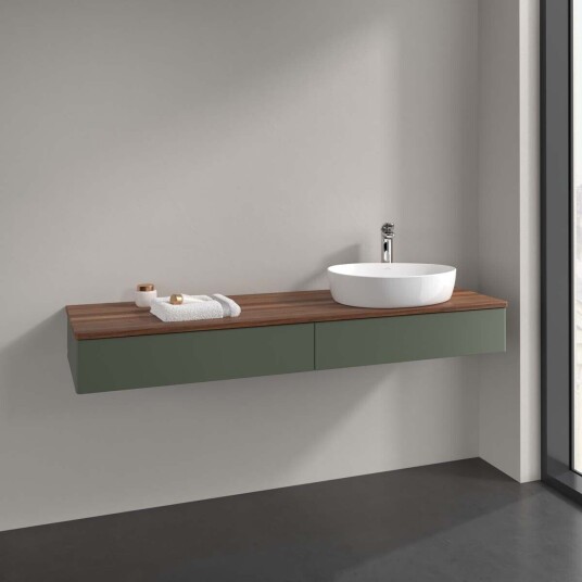 Villeroy & Boch Antao Servantskap med 2 skuffer 160x50x19 cm u/lys Grønn Matt/Valnøtt
