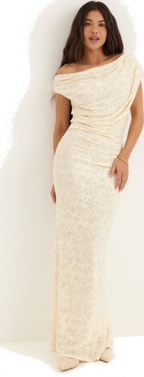 Bubbleroom Occasion Asymmetric Draped Burnout Maxi Dress
