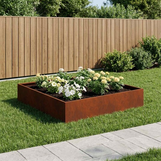 vidaXL Hageblomsterpotte Rusten 100 x 100 x 20 cm Cortenstål