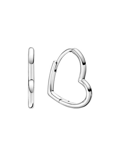 PANDORA Small Asymmetric Heart Sterling Silver Hoop Earrings Silver One Size PANDORA Small Asymmetric Heart Sterling Silver Hoop Earrings Silver One Size