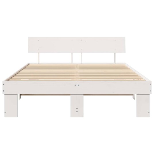 Sengestamme med hodegjerde Hvit 140 x 200 cm Massiv furu tre