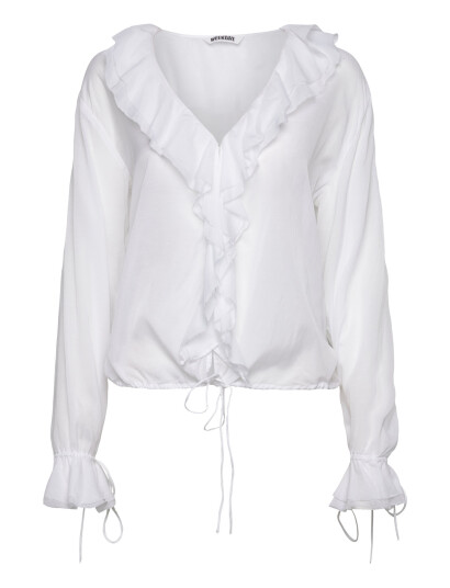 Weekday Long Sleeve Frill Top - White - XS