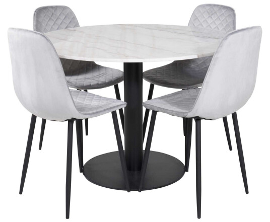 Venture Design Estelle & Polar spisegruppe Hvit/grå 4 st stoler & bord 106 cm
