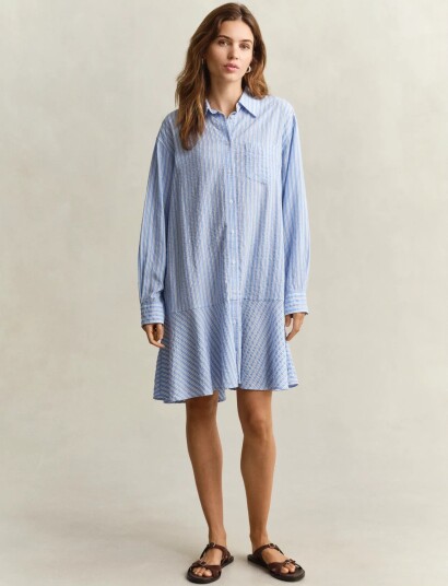 GANT Stripe Seersucker Shirt Dress Blue 38 GANT Stripe Seersucker Shirt Dress Blue 38