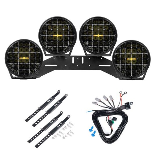Ekstralys PURELUX 9110 DRL   Rund / 23 cm / 175W 4 stk   Komplett pakke WRC