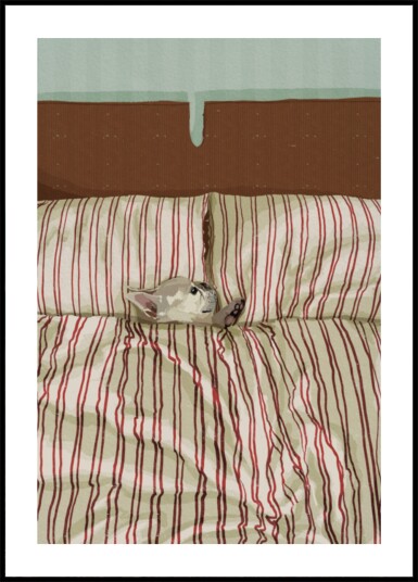 Cozy Dog in Bed Plakat / 40x50