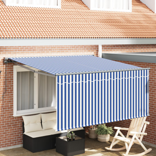 Innvendbar Markise Blå og hvite striper Stor Innvendbar Markise Blå og hvite striper Stor