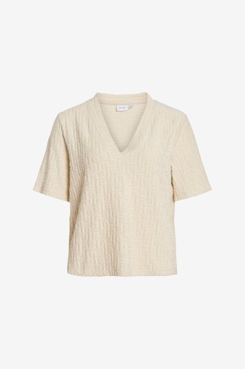 Vila Topp viMaratea V neck 2/4 Top Beige
