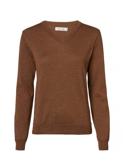 Chevalier Blaise V Neck Merino Pullover Women Chestnut  36W
