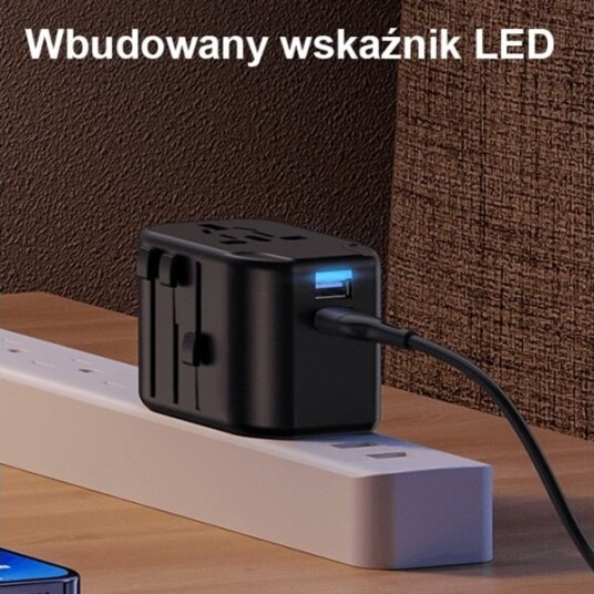Usams Kablet Lader 2Xusb T55 12W 4-I-1 Us/Au/Eu/Uk Svart Cc173tc01 Us-Cc173 Universell Reiselader