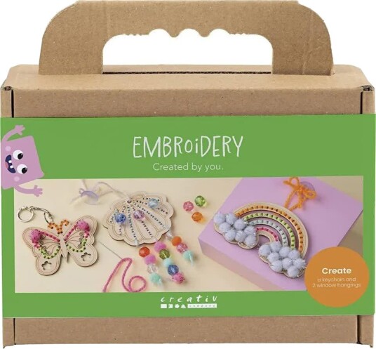 Creativ Company Mini DIY Broderisett Sommerfugl Musling Regnbue