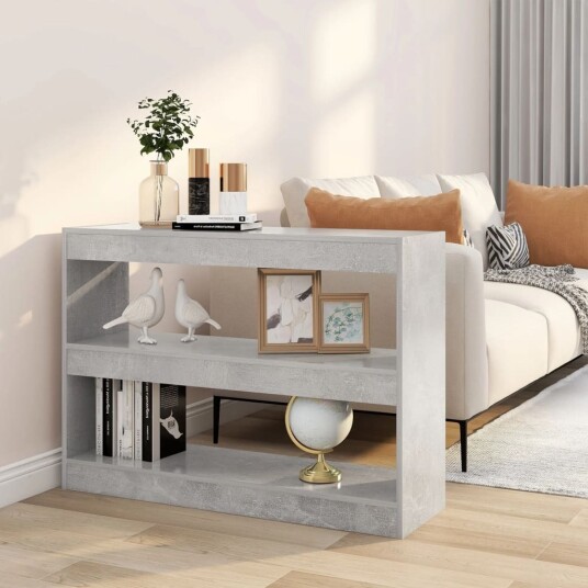 vidaXL Bokhylle/romdeler betonggr? 100x30x72 cm