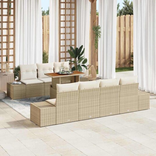 vidaXL Hagesofa Set 8 stk. Beige polyrotting