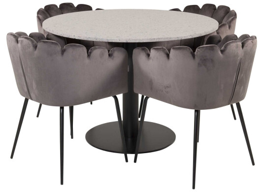 Venture Design Razzia & Limhamn spisegruppe Grå/grå 4 st stoler & bord 106 cm
